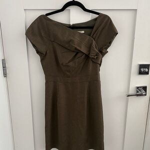 Brown Twist-Front Midi Dress